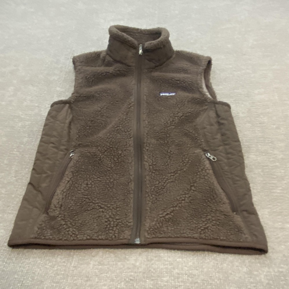 Patagonia Vest Womens Large Brown Sherpa Fleece Quilted Full Zip STY23080F9